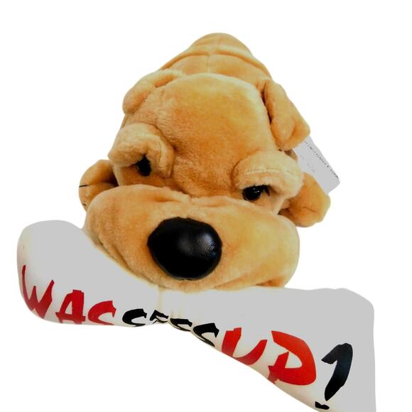 Toy Works Other - Vintage 1990s Toy Works Wassup Bone Shar Pei Dog Plush Stuffed Animal NWT 14"